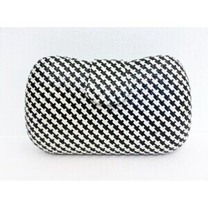 Banana Republic Black And Ivory Houndstooth Hardsided Clutch